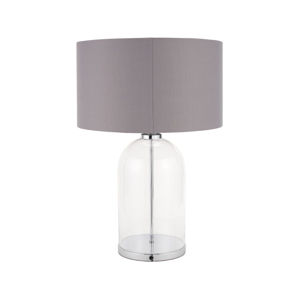 Cloche Clear Glass and Silver Table Lamp