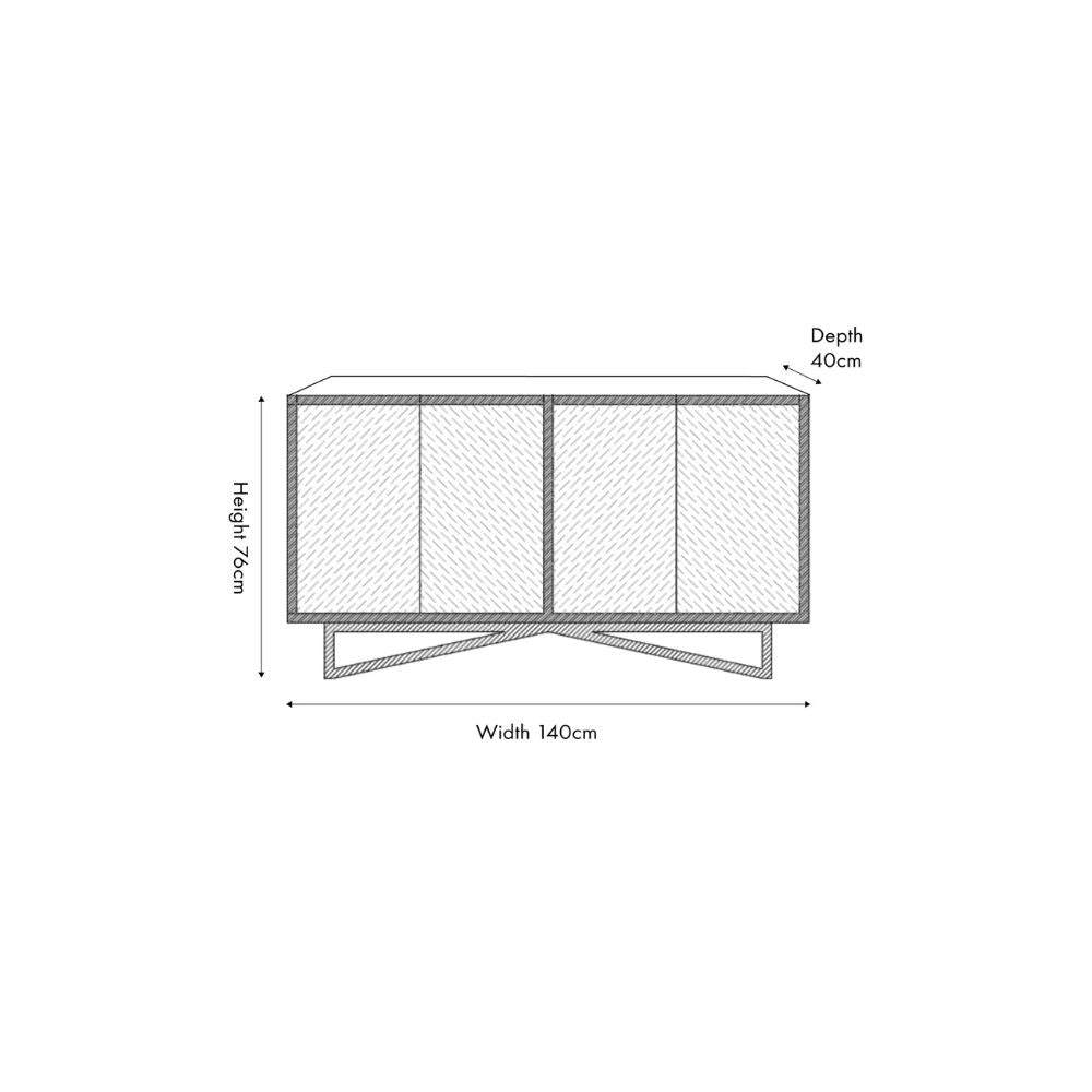 Verde Black Mango Wood and Stone Veneer 4 door Sideboard