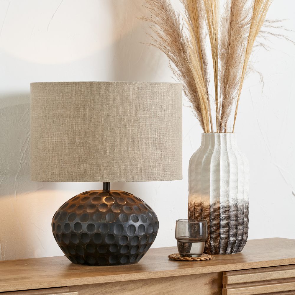 Dante Mango Wood Antique Black Table Lamp