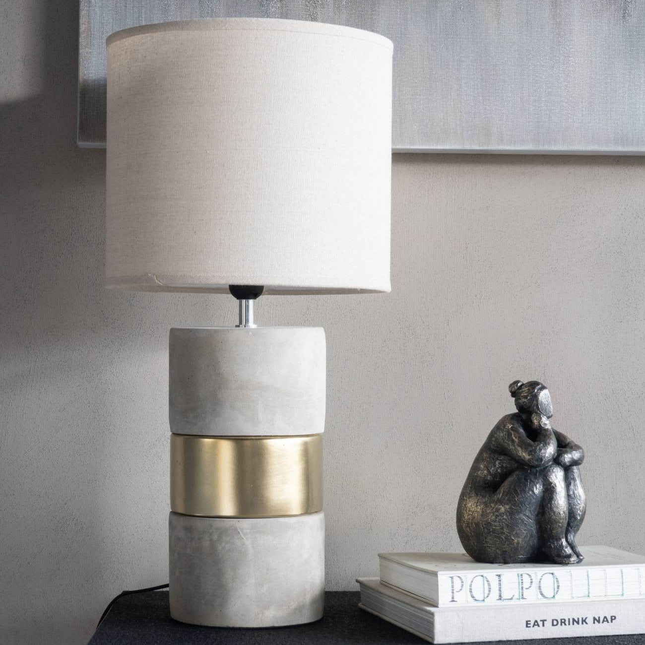 Concrete and Gold Table Lamp