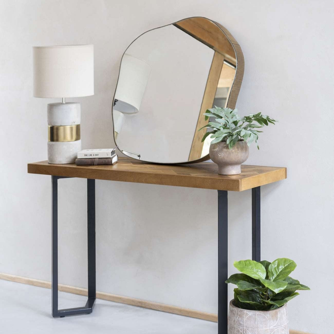 Concrete and Gold Table Lamp