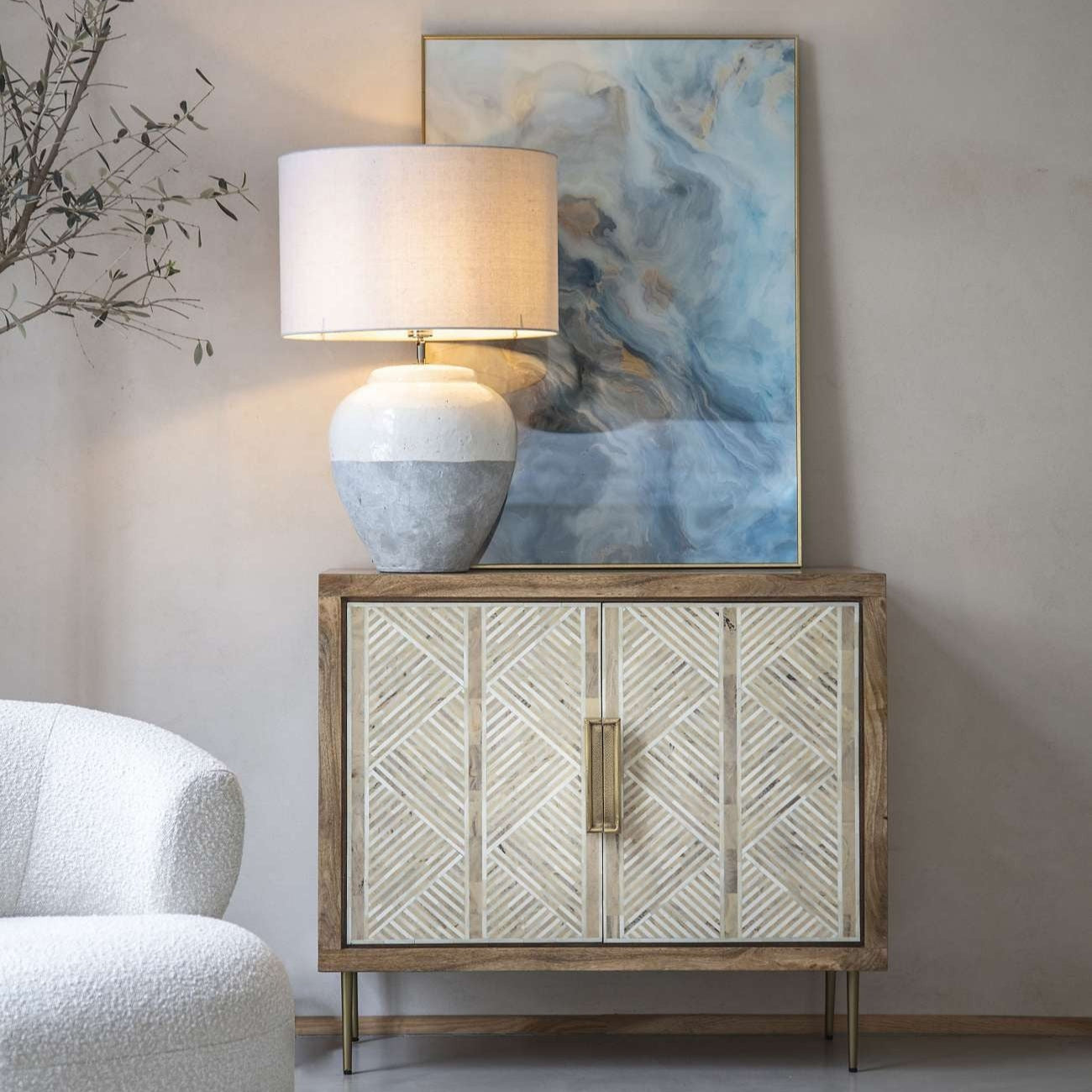 Skyline Porcelain Grey Table Lamp