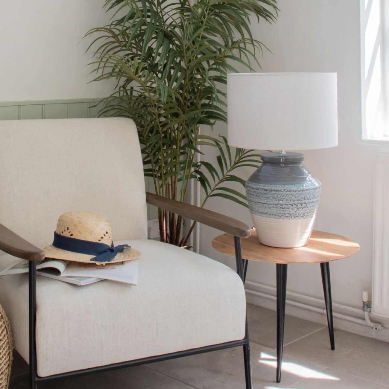 Skyline Ceramic Grey and Blue Table Lamp