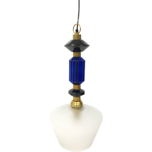 Alena Ink Blue and Frosted Glass Pendant