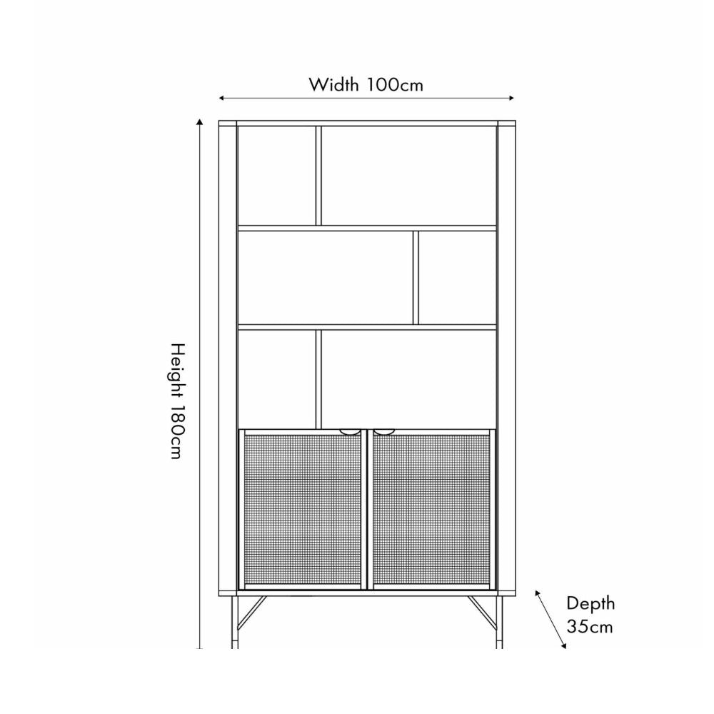 Fiji Black Acacia Wood 2 Door 6 Niche Display Cabinet