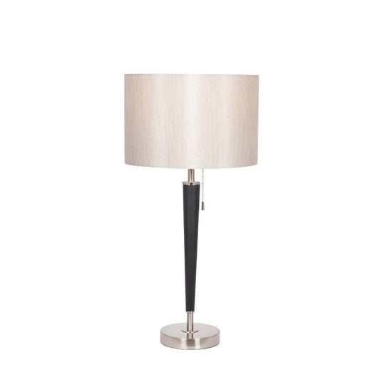 Metal Lowry Brushed Silver and Matt Black Table Lamp