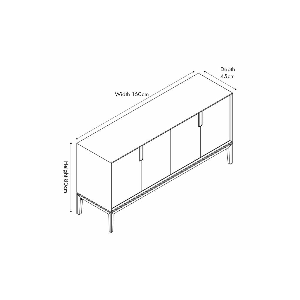 Gio Acacia Wood 4 Door Sideboard