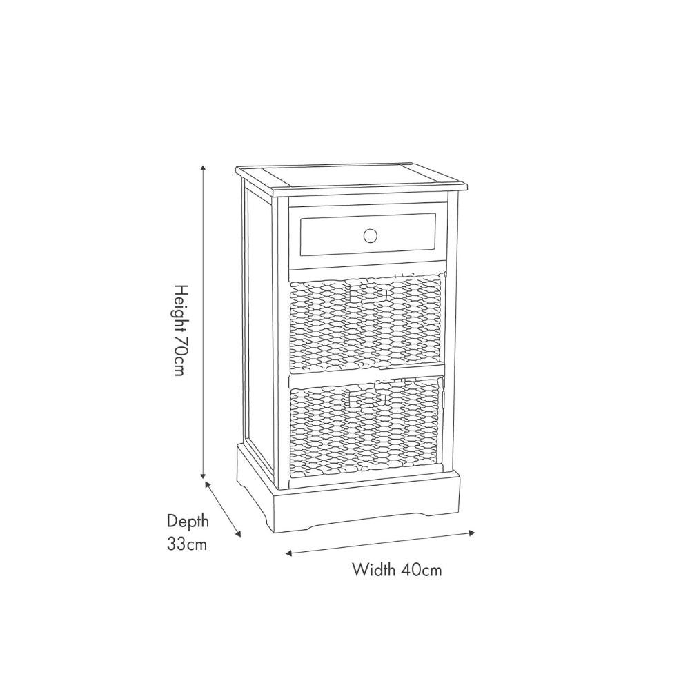 Devonshire Pine Wood 1 Drawer 2 Basket Unit