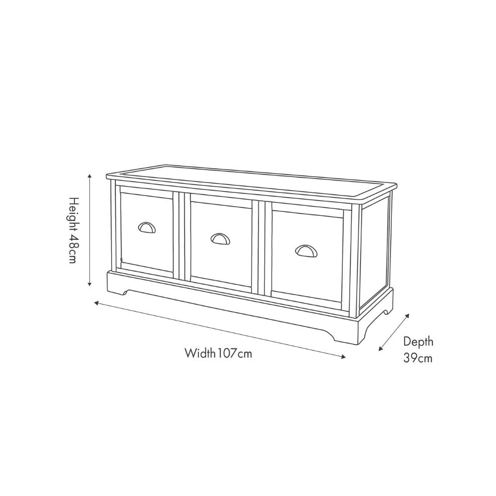 Croft Linen Pine Wood 3 Drawer Sideboard