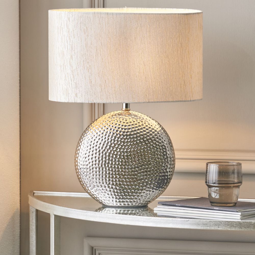Ceramic Mabel Silver Dot Textured Table Lamp
