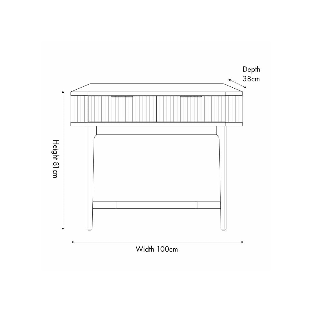 Raie Ribbed Oak and Pine Wood Console Table