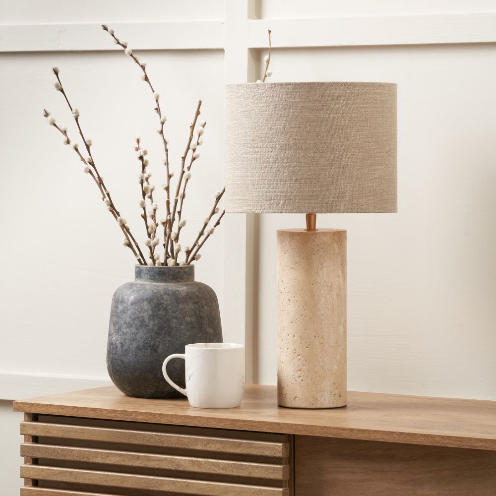 Kanoa Limestone Cylinder Table Lamp