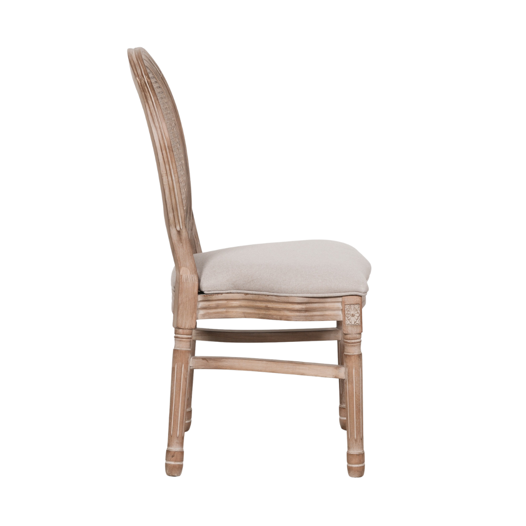 Louis Birch Wood Upholstered Dining Chair