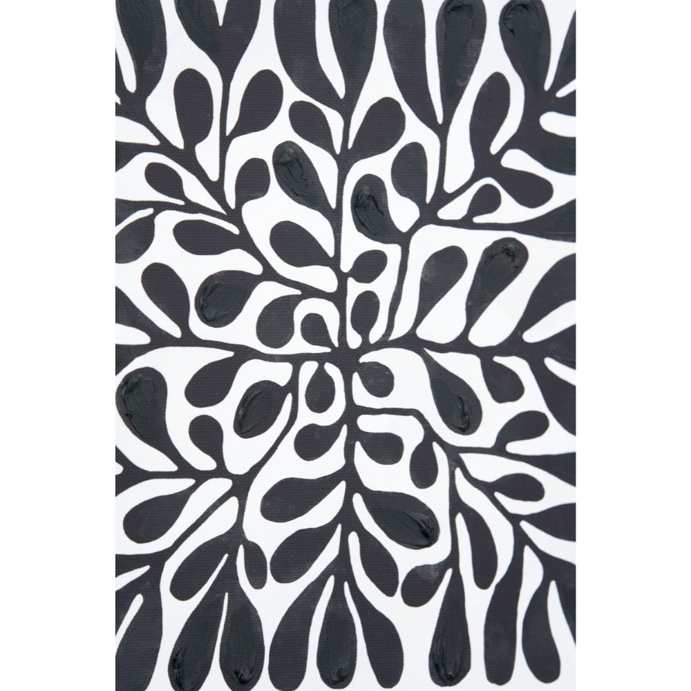 Square Canvases Black Leaf Print with Black Frames (Set of 2)