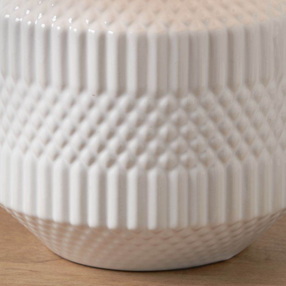Meribel White Geo Textured Ceramic Table Lamp