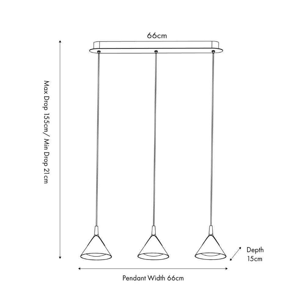 Astarion Matte Black and Gold 3 Drop LED Pendant