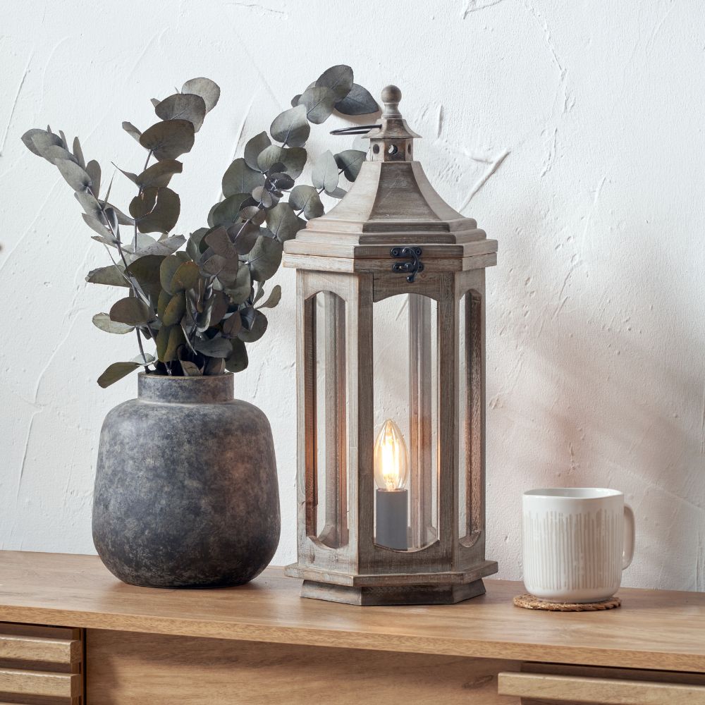 Adaline Wood Lantern Table Lamp