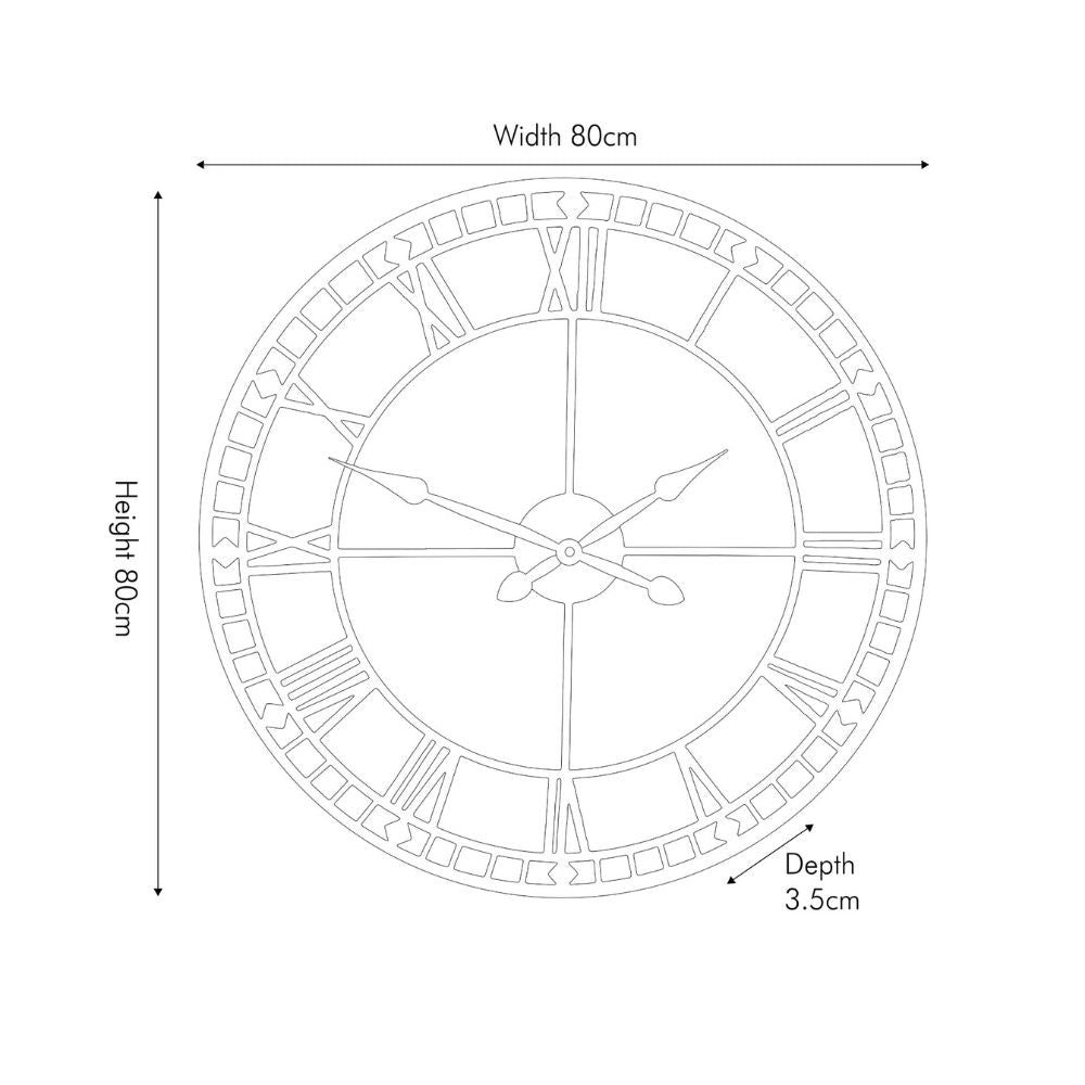 Metal Black Round Wall Clock Large