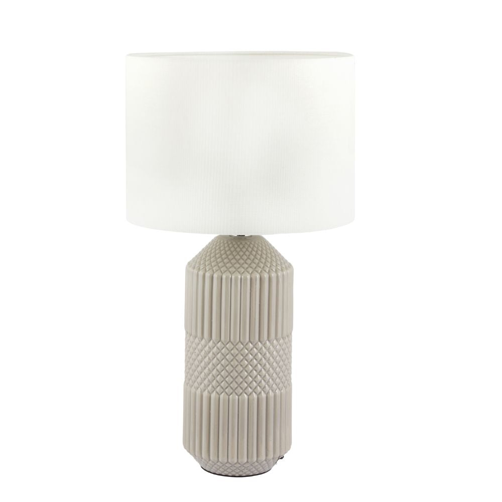 Ceramic Meribel Grey Geo Textured Tall Table Lamp