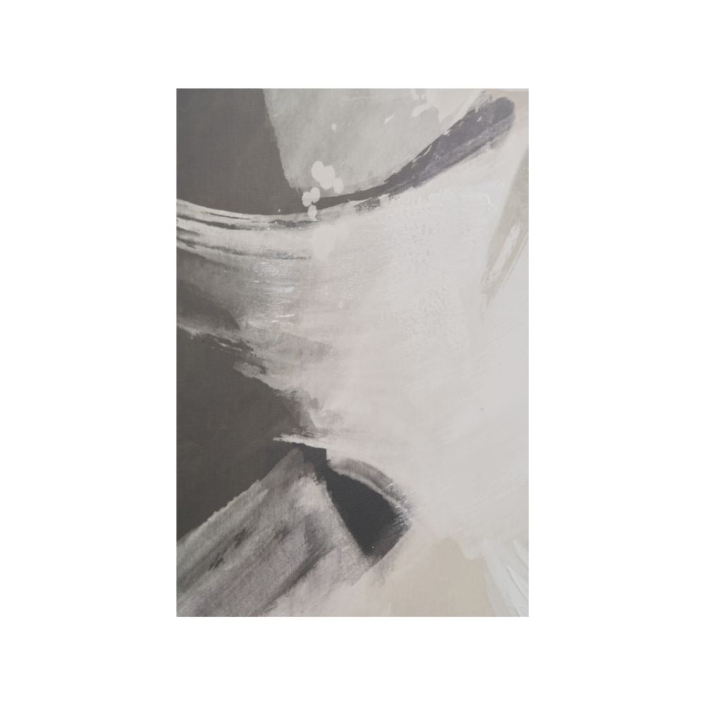 Canvas Monochrome Abstract Square with Oak Effect Frame