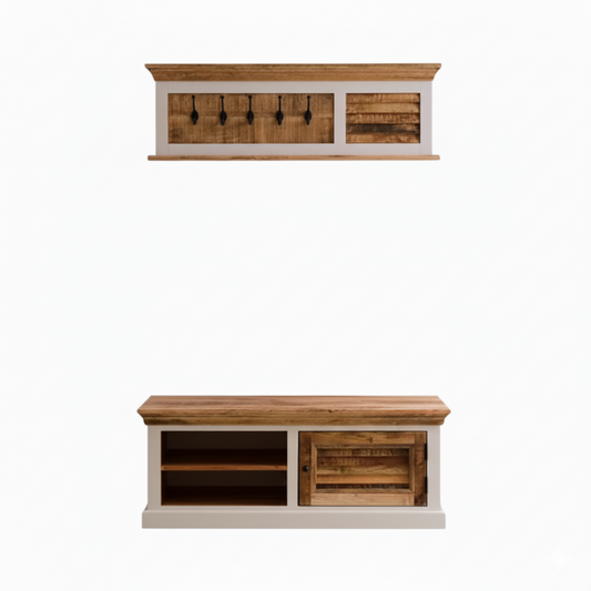 Alfie Wood Shoe Rack & Hanger Wall Hook Set