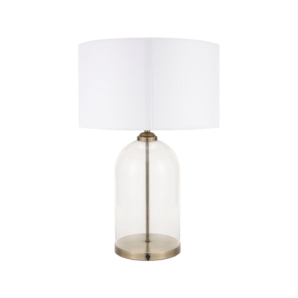 Cloche Clear Glass and Antique Brass Table Lamp
