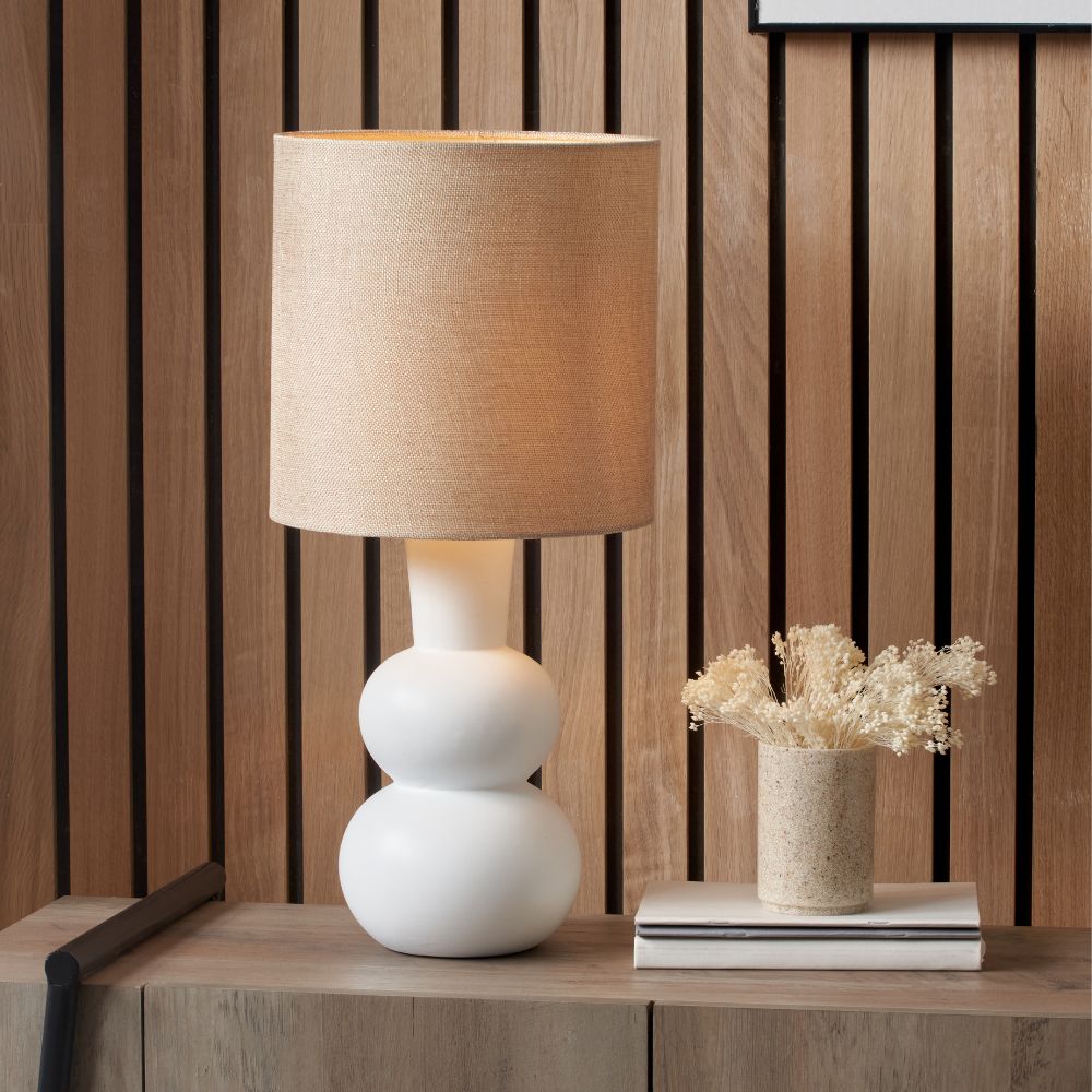 Aaliyah Ceramic White Curved Bottle Table Lamp