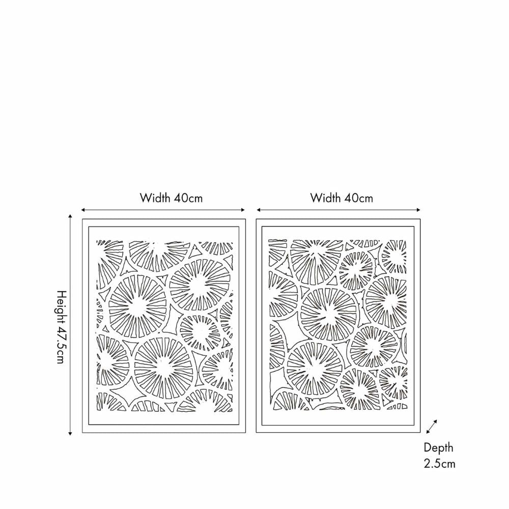 Natural Paper Cut Out Pattern Design Wall Art with Natural Frames (Set of 2)