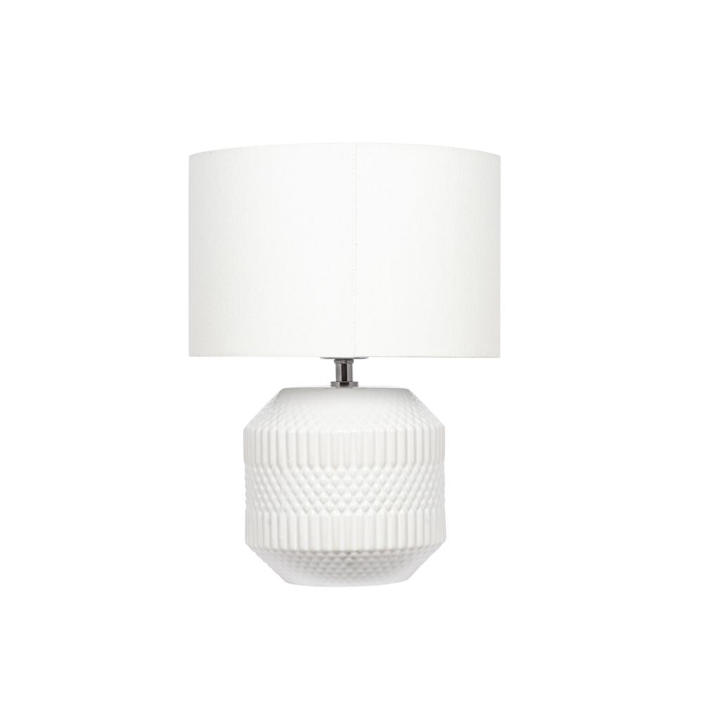 Meribel White Geo Textured Ceramic Table Lamp