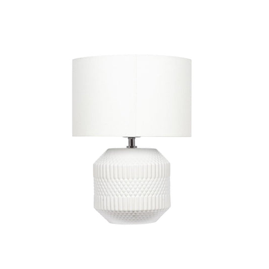 Meribel White Geo Textured Ceramic Table Lamp