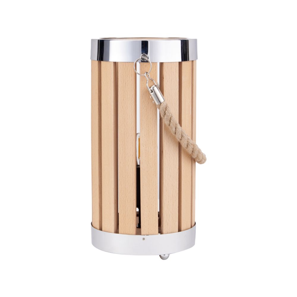 Austell Natural Wood Small Lantern Table Lamp