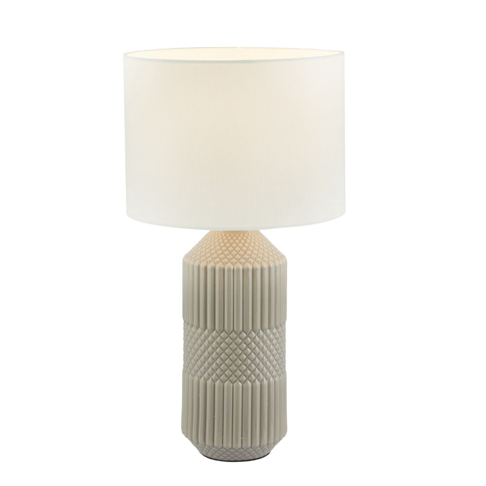 Ceramic Meribel Grey Geo Textured Tall Table Lamp