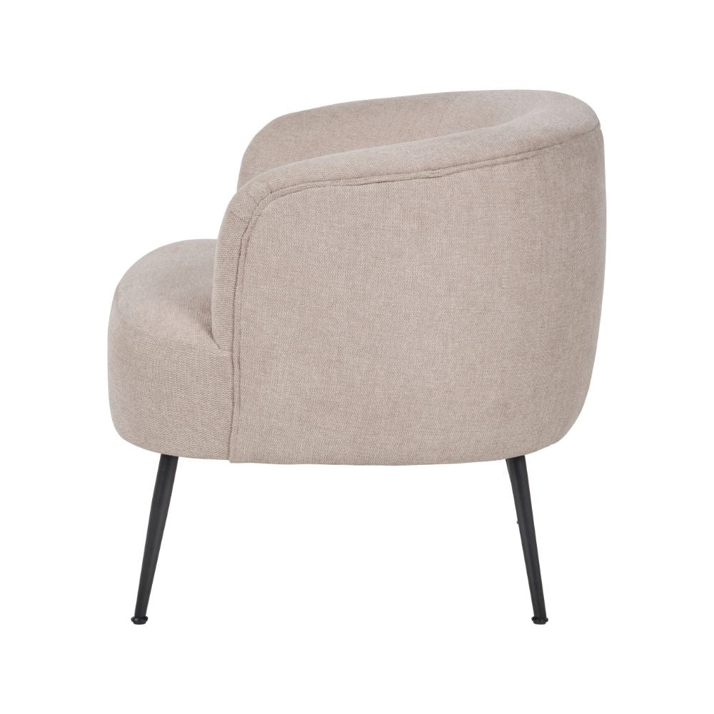 Aviana Natural Chenille and Black Metal Tub Armchair