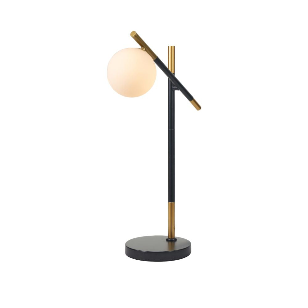 Wanda White Orb and Black Metal Table Lamp
