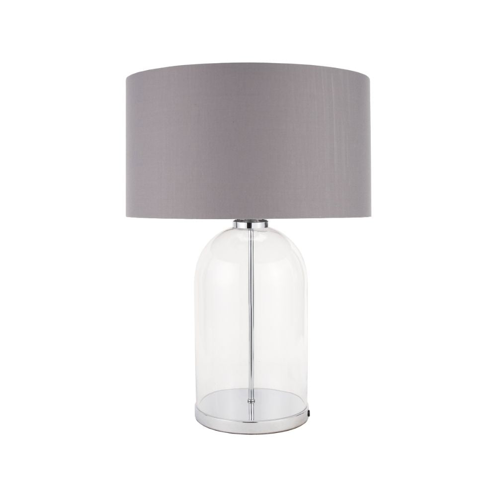 Cloche Clear Glass and Silver Table Lamp
