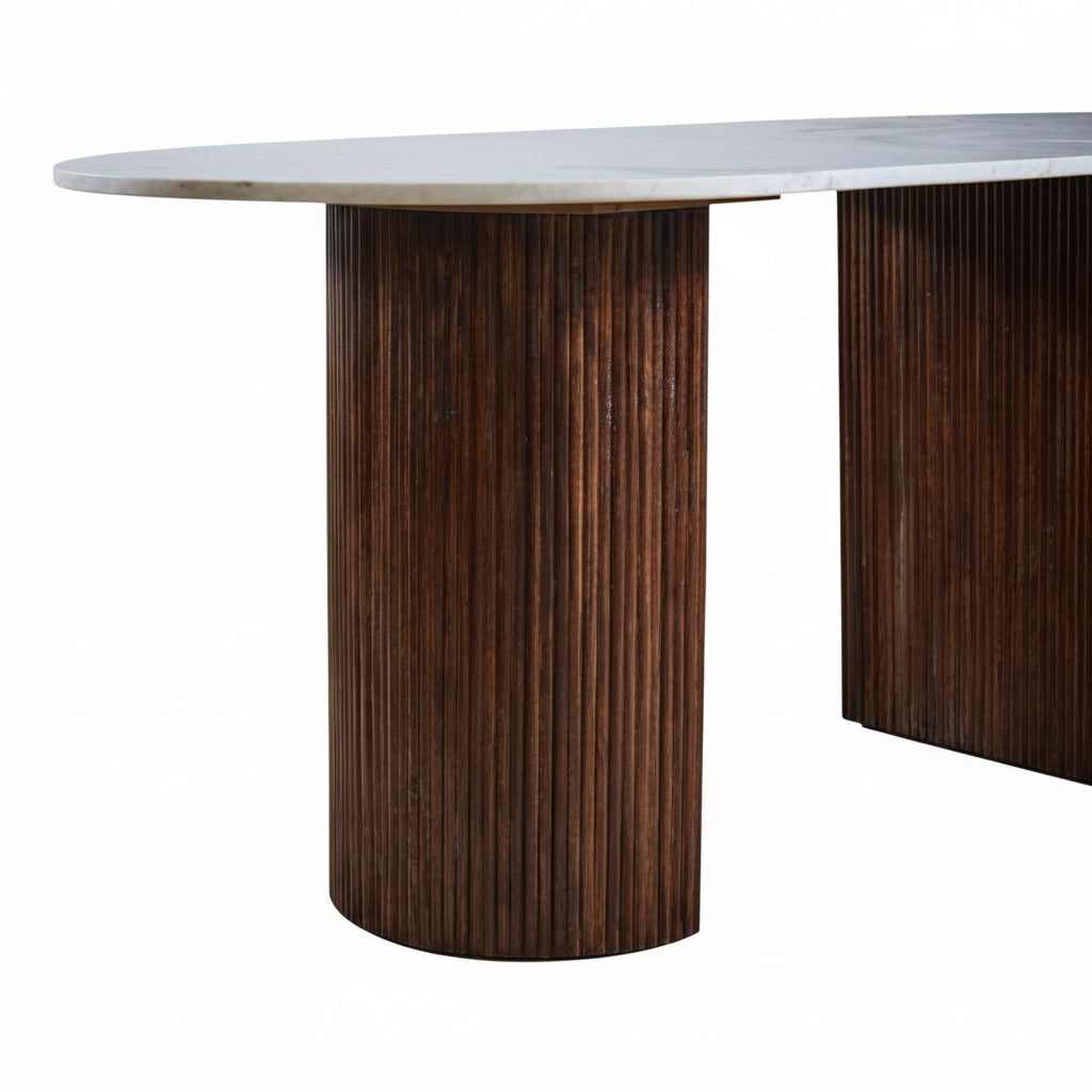 Opal Mango Wood Dining Table With Marble Top