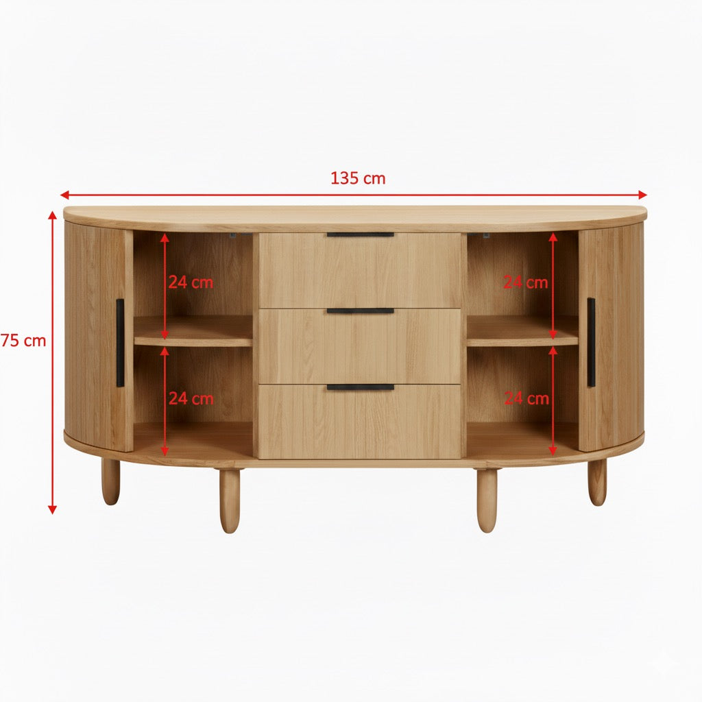 Terra Luna Oak Curved Sideboard