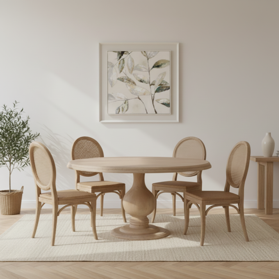 Aubrey 152cm Round Mango Wood Pedestal Dining Table