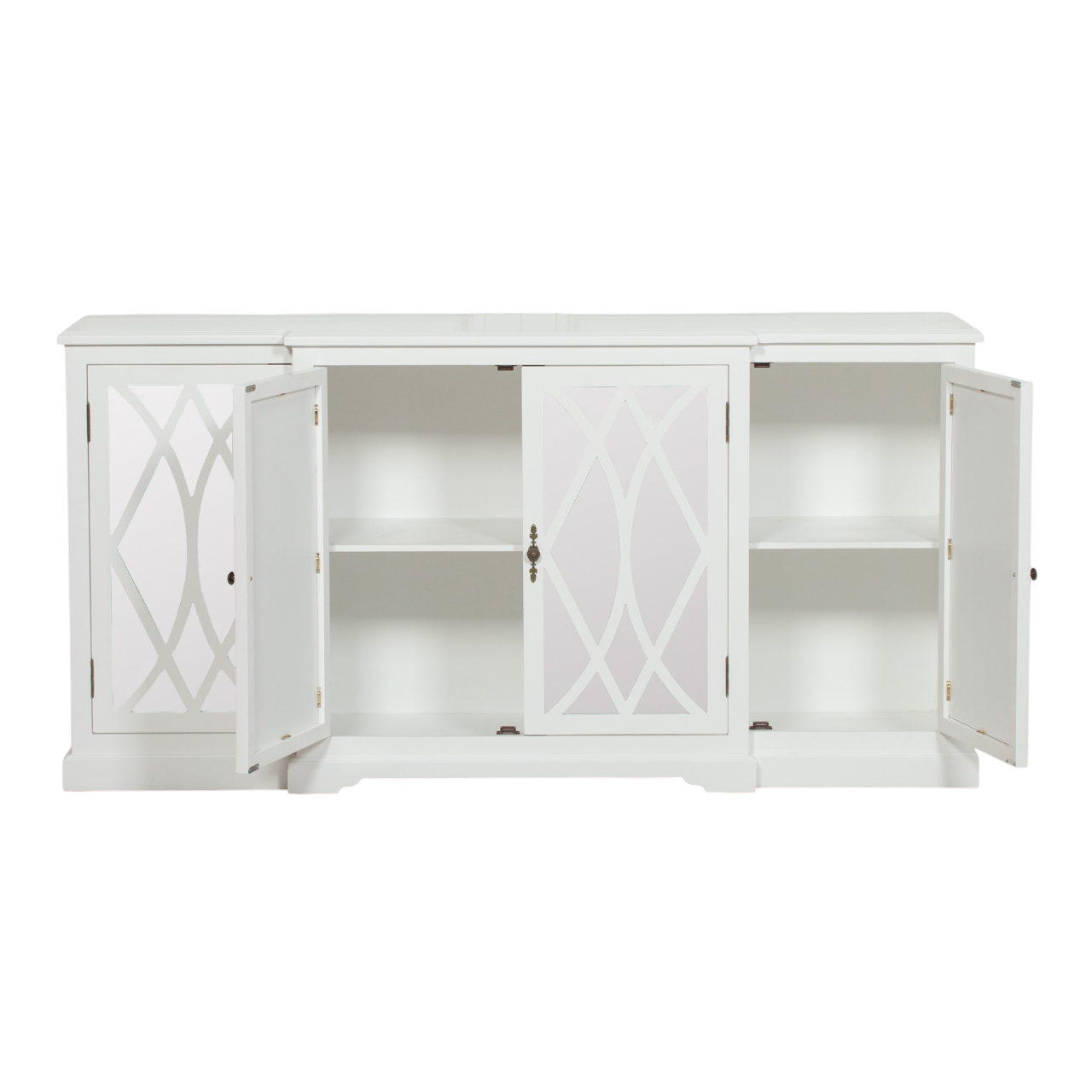 Nocturne White Breakfront Sideboard with Mirror Front