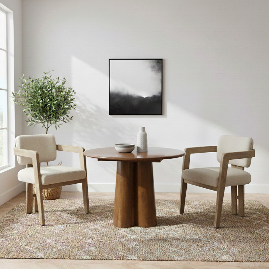 Aranya Solid Wood Round Dining Table