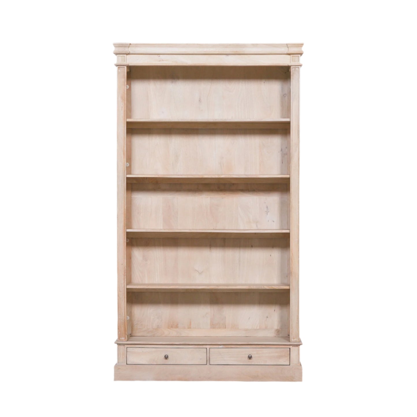 Blanche Rustic Mango Wood Bookcase with Open Drawers
