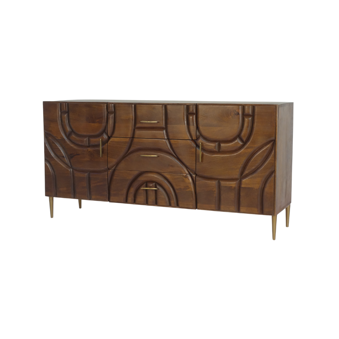 Aranya Solid Wood 2 Door 3 Drawer Sideboard