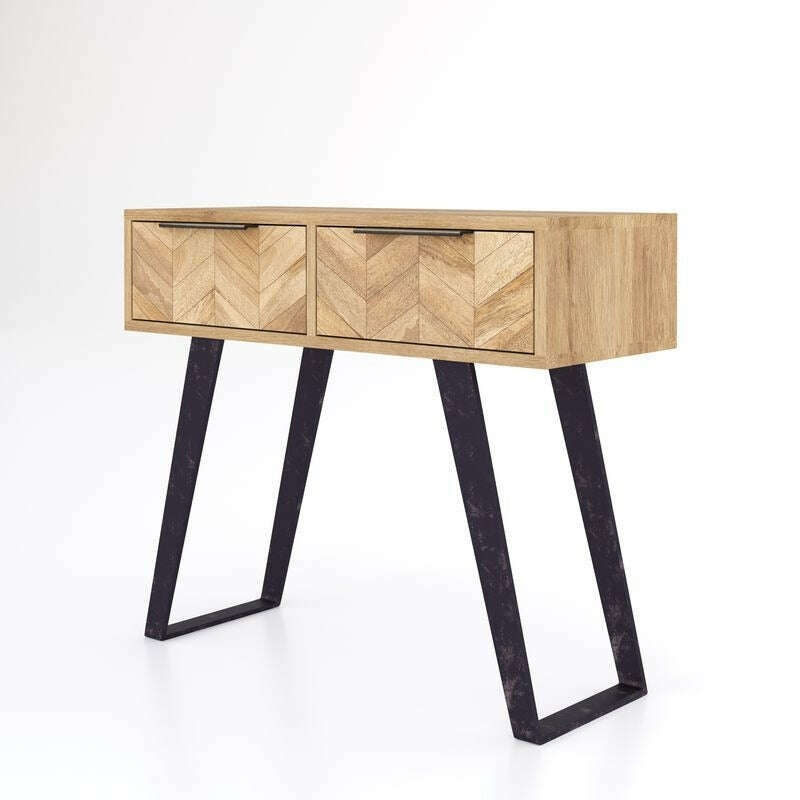 Amiya Mango Wood 2 Drawer Console Table - Console Table - Heart of Kitchens