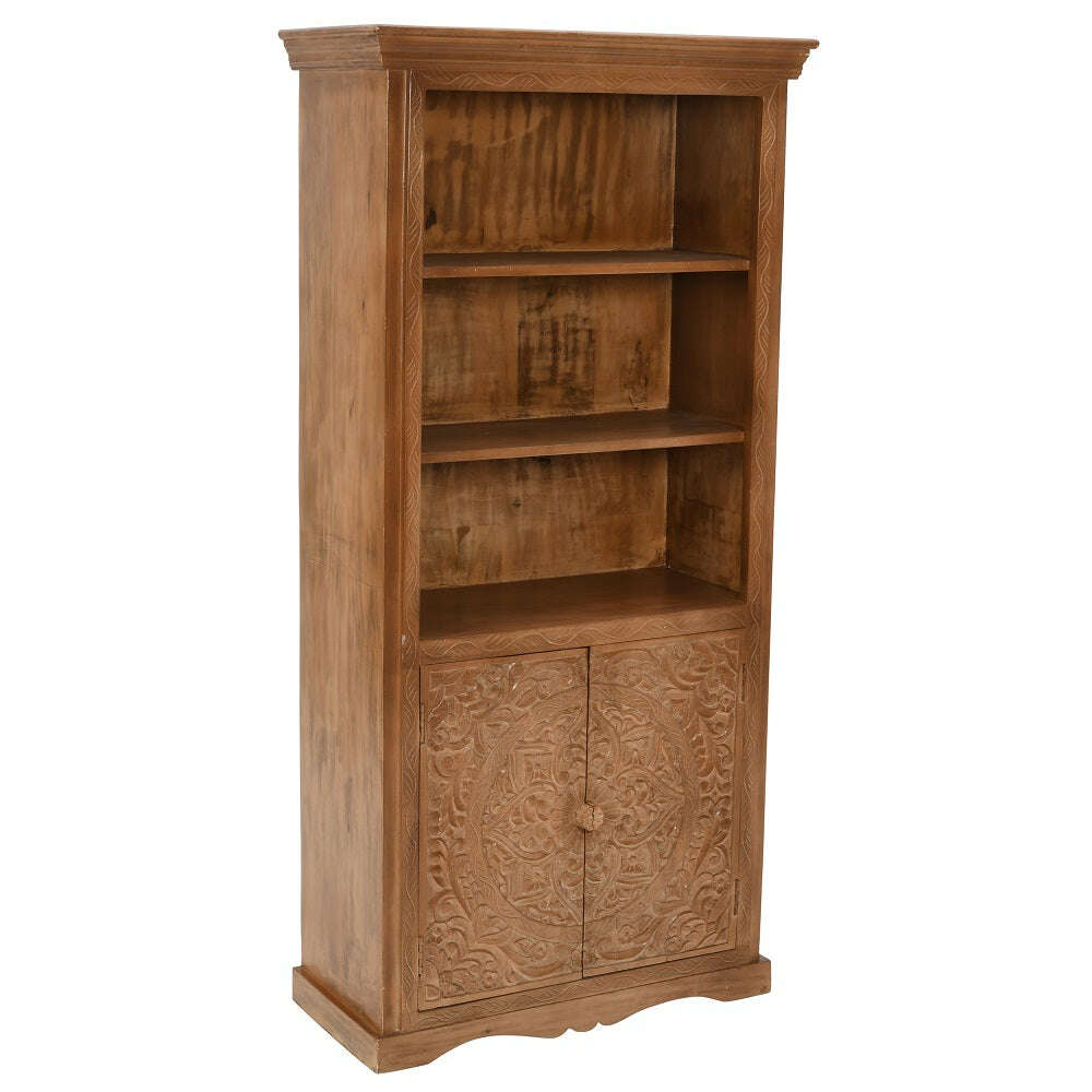 Artwork Mango Wood Large Corner Bookcase