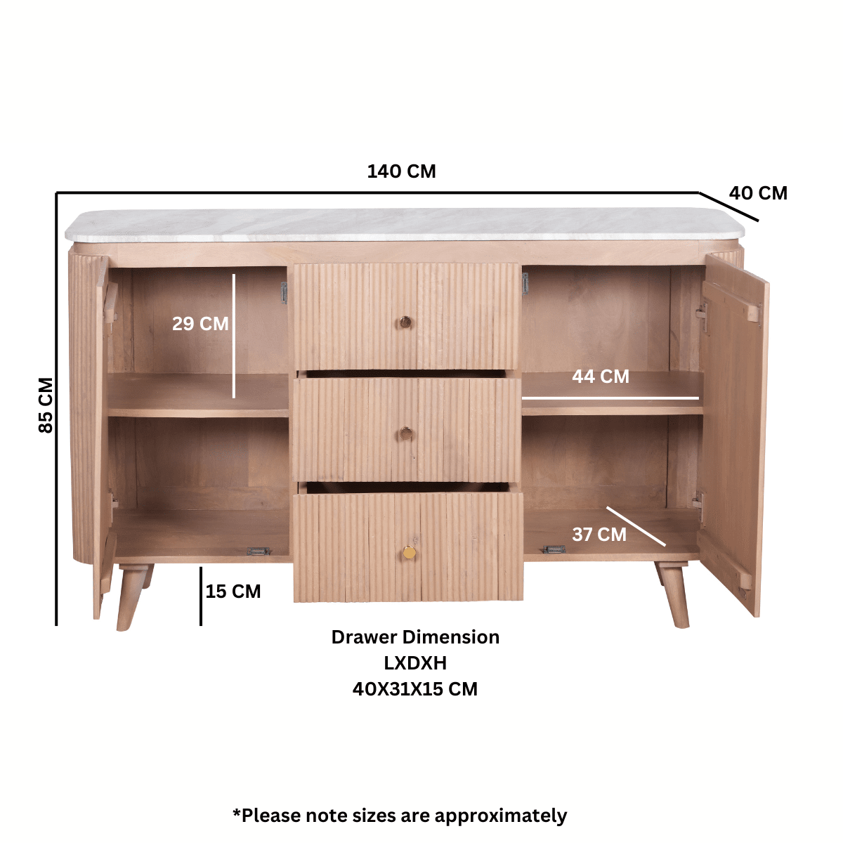 Stonebrook Mango Wood & Marble Sideboard