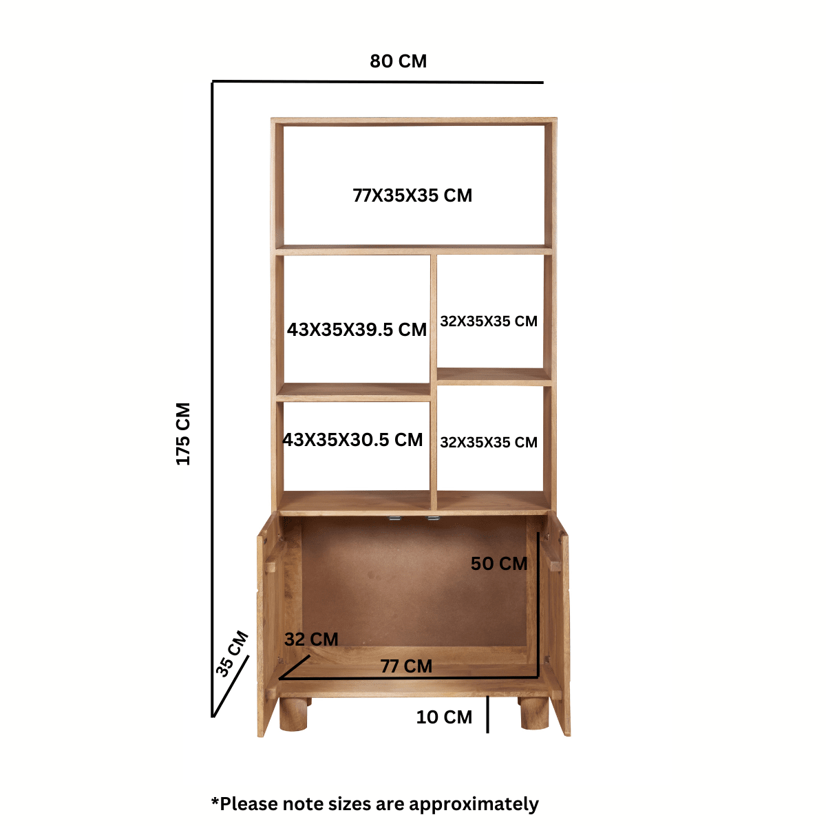 Austin Solid Mango Wood Bookcase