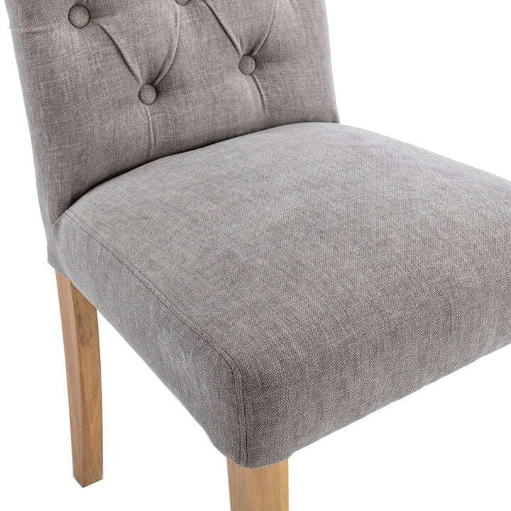 Button Back Scroll Top Grey Dining Chair