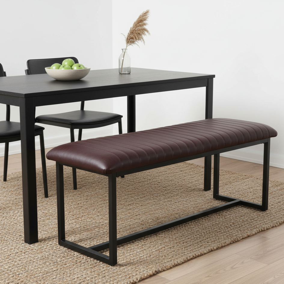 Vintage Style PU Leather Dining Bench