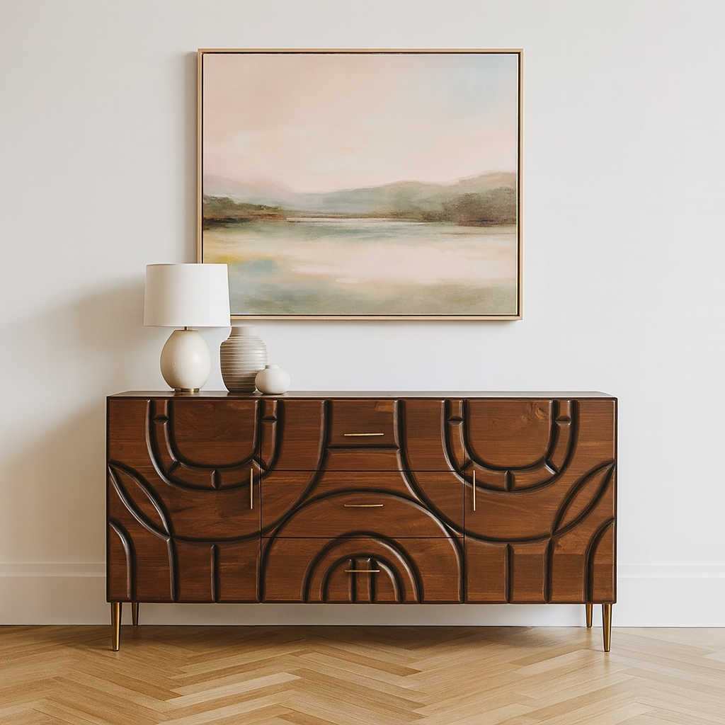 Aranya Solid Wood 2 Door 3 Drawer Sideboard