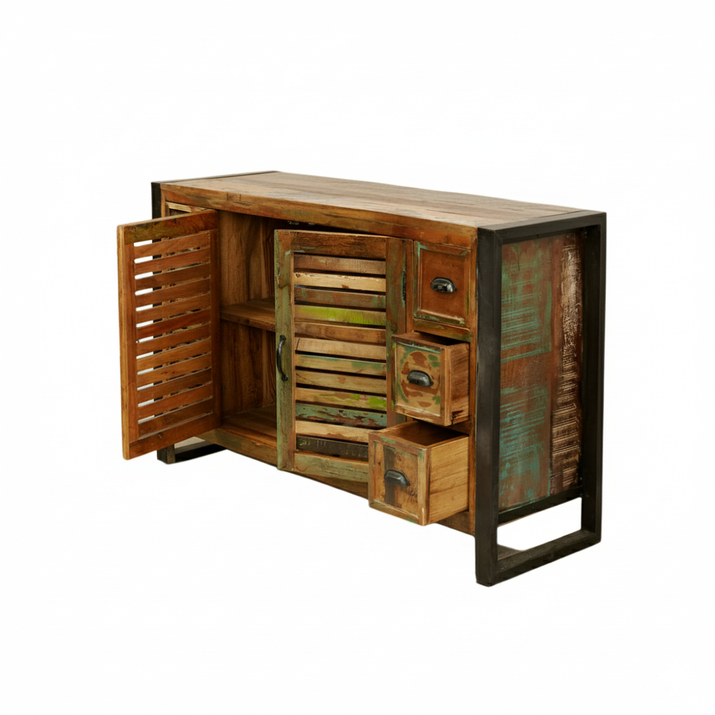 Urban Chic Reclaimed Wood 6 Drawer Sideboard